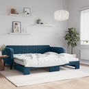 vidaXL kék bársony kihúzható heverő matraccal 100 x 200 cm