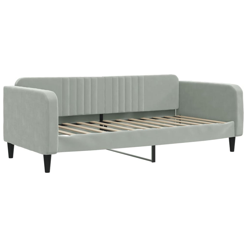 vidaXL világosszürke kihúzható bársony heverő matraccal 100 x 200 cm