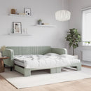vidaXL világosszürke kihúzható bársony heverő matraccal 100 x 200 cm