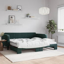 vidaXL sötétzöld kihúzható bársony heverő matraccal 100 x 200 cm
