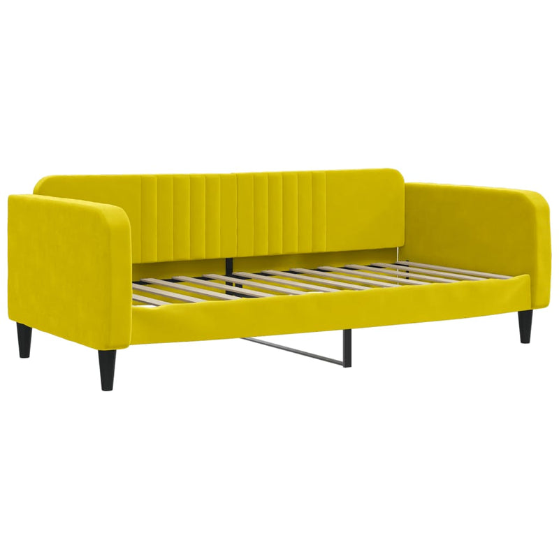vidaXL sárga kihúzható bársony heverő matraccal 100 x 200 cm