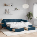 vidaXL kék kihúzható bársony heverő fiókokkal 80 x 200 cm