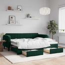 vidaXL sötétzöld kihúzható bársony heverő fiókkal 90 x 200 cm