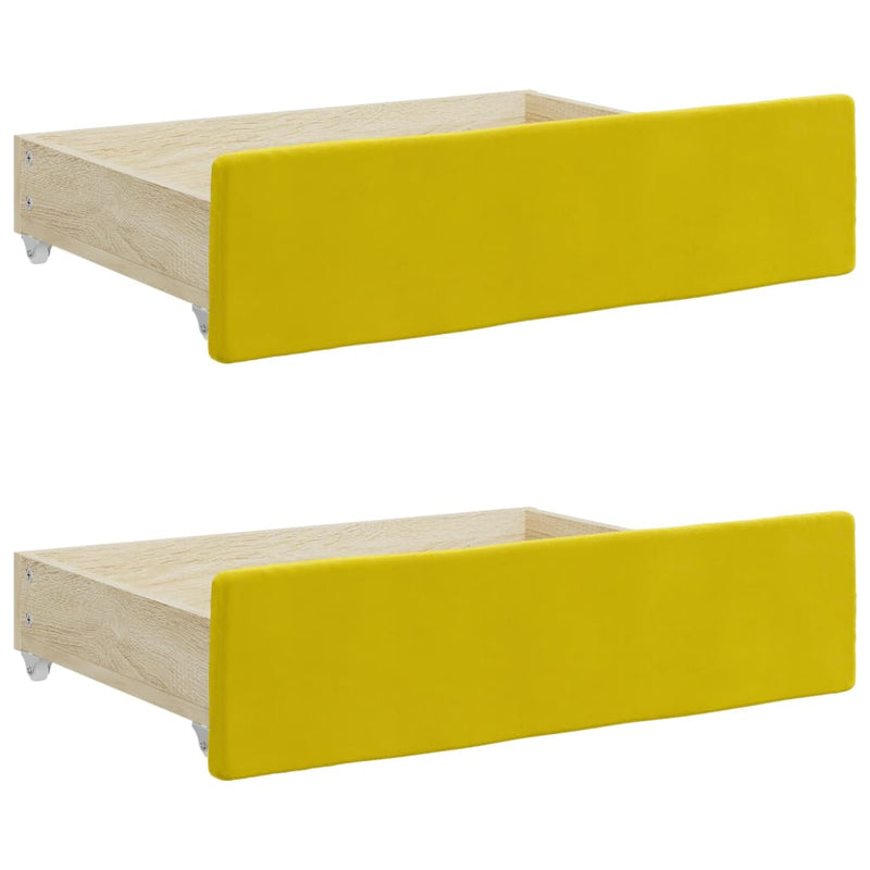 vidaXL sárga kihúzható bársony heverő fiókkal 90 x 200 cm