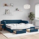 vidaXL kék kihúzható bársony heverő fiókkal 100 x 200 cm