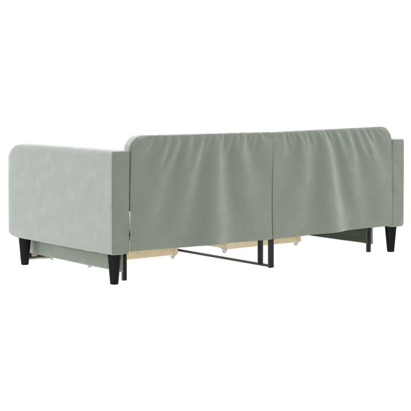 vidaXL világosszürke kihúzható bársony heverő fiókkal 100 x 200 cm