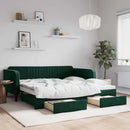 vidaXL sötétzöld kihúzható bársony heverő fiókkal 100 x 200 cm
