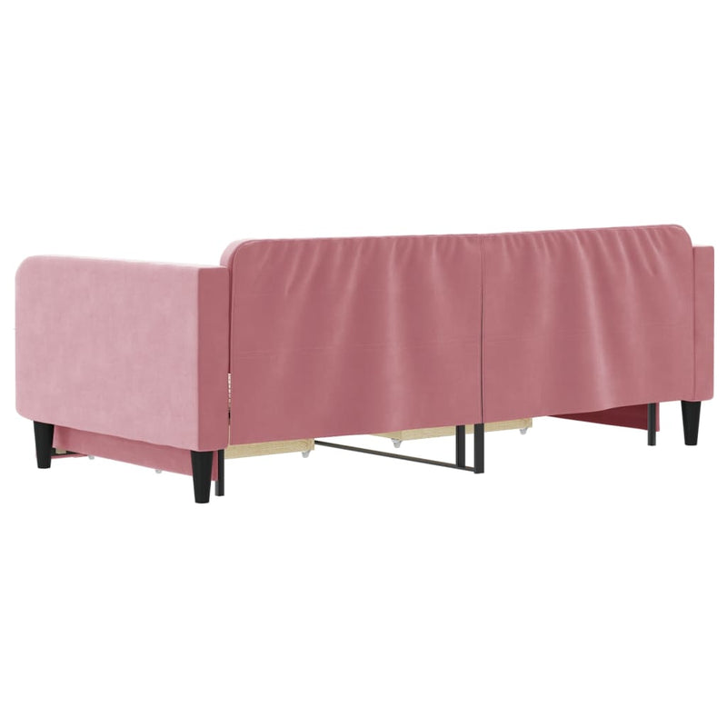 vidaXL rózsaszín kihúzható bársony heverő fiókkal 100 x 200 cm