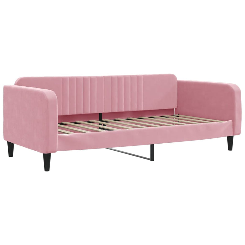 vidaXL rózsaszín kihúzható bársony heverő fiókkal 100 x 200 cm