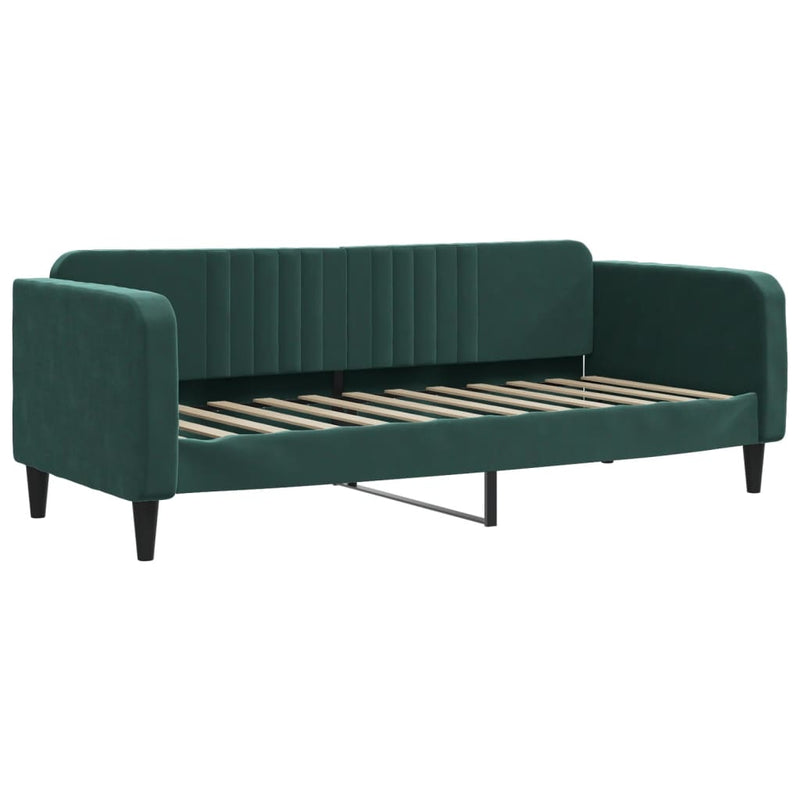 vidaXL sötétzöld kihúzható bársony heverő fiókkal 80 x 200 cm