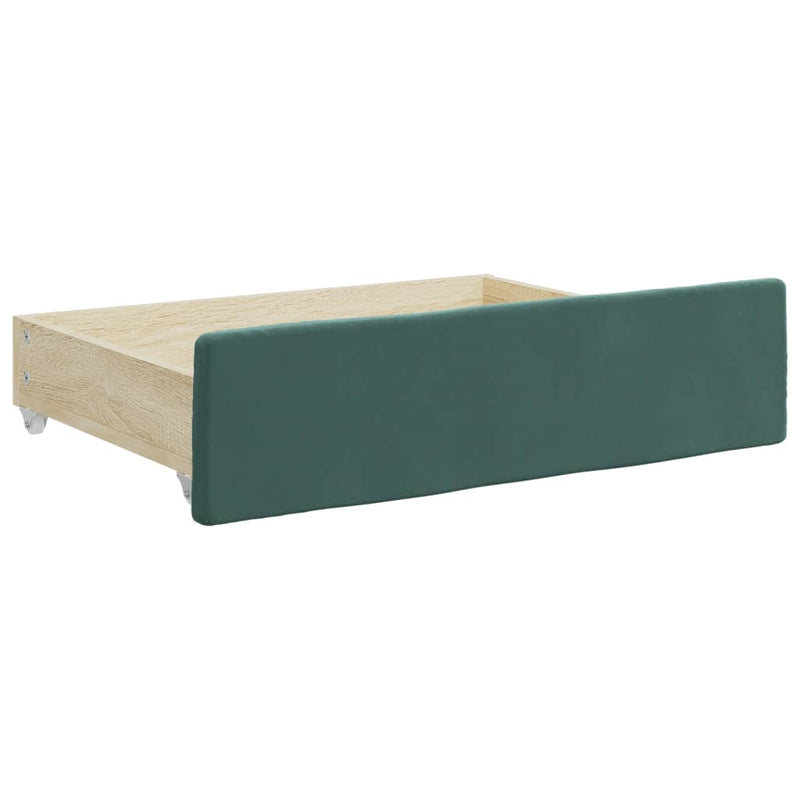 vidaXL sötétzöld kihúzható bársony heverő fiókkal 80 x 200 cm
