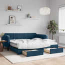 vidaXL kék kihúzható bársony heverő fiókkal 100 x 200 cm