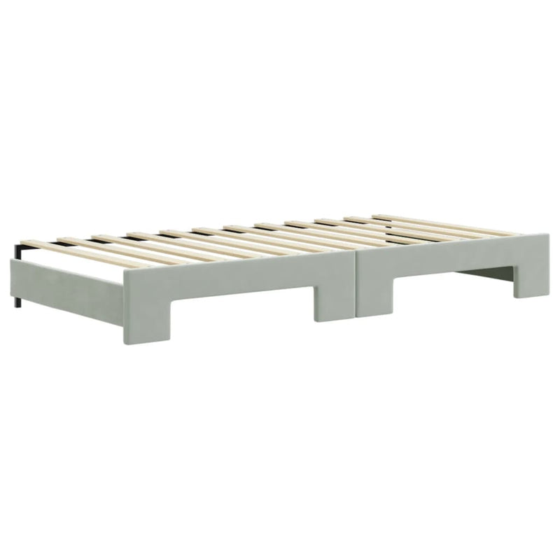 vidaXL világosszürke kihúzható bársony heverő fiókkal 100 x 200 cm