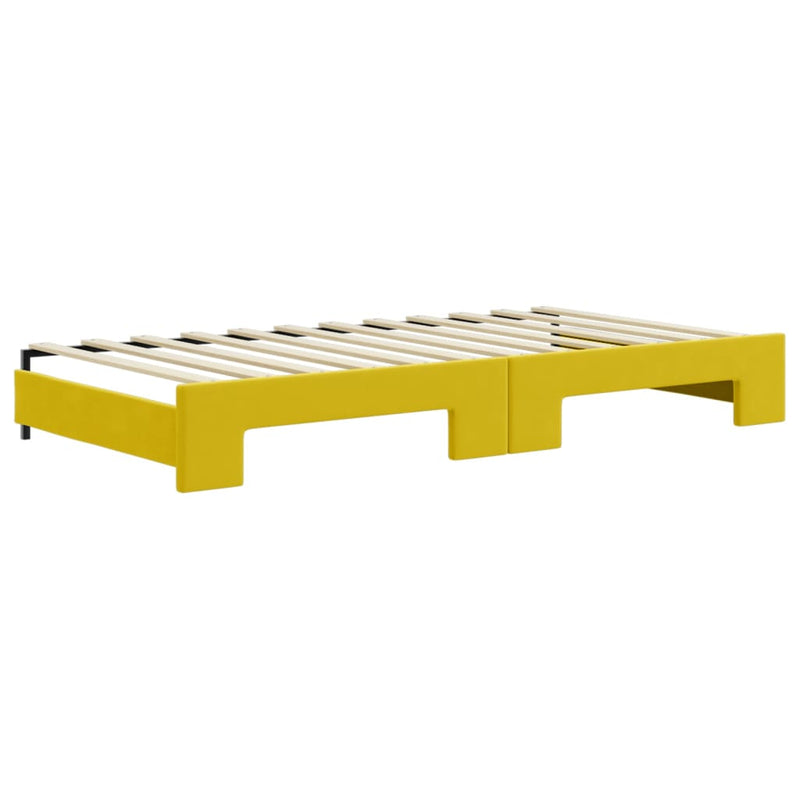 vidaXL sárga kihúzható bársony heverő fiókkal 100 x 200 cm