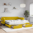 vidaXL sárga kihúzható bársony heverő fiókkal 100 x 200 cm