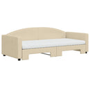 vidaXL krémszínű kihúzható szövet heverő matracokkal 90 x 200 cm