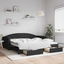 vidaXL fekete kihúzható szövet heverő fiókokkal 100 x 200 cm