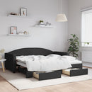 vidaXL fekete kihúzható szövet heverő fiókkal 90 x 190 cm