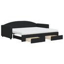 vidaXL fekete kihúzható szövet heverő fiókokkal 90 x 200 cm