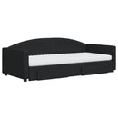 vidaXL fekete kihúzható szövet heverő fiókokkal 90 x 200 cm