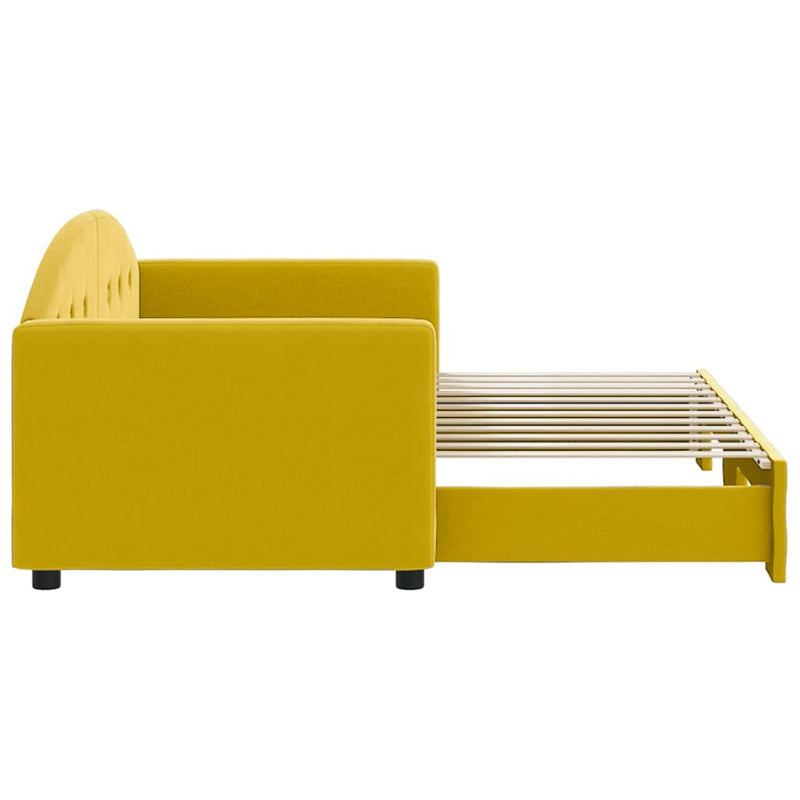 vidaXL sárga kihúzható szövet heverő 80 x 200 cm