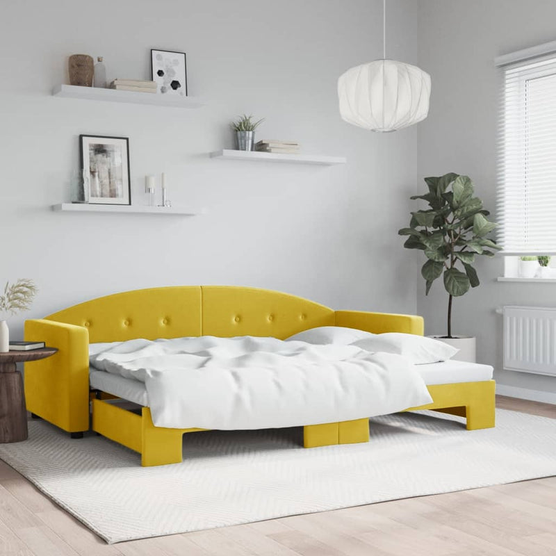vidaXL sárga kihúzható szövet heverő 80 x 200 cm