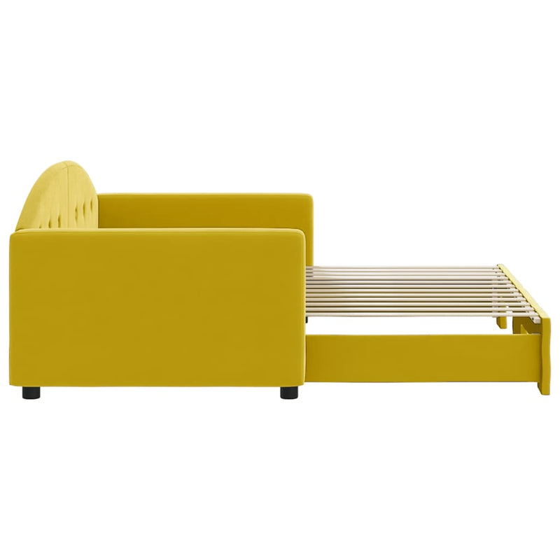 vidaXL sárga kihúzható szövet heverő 90 x 200 cm