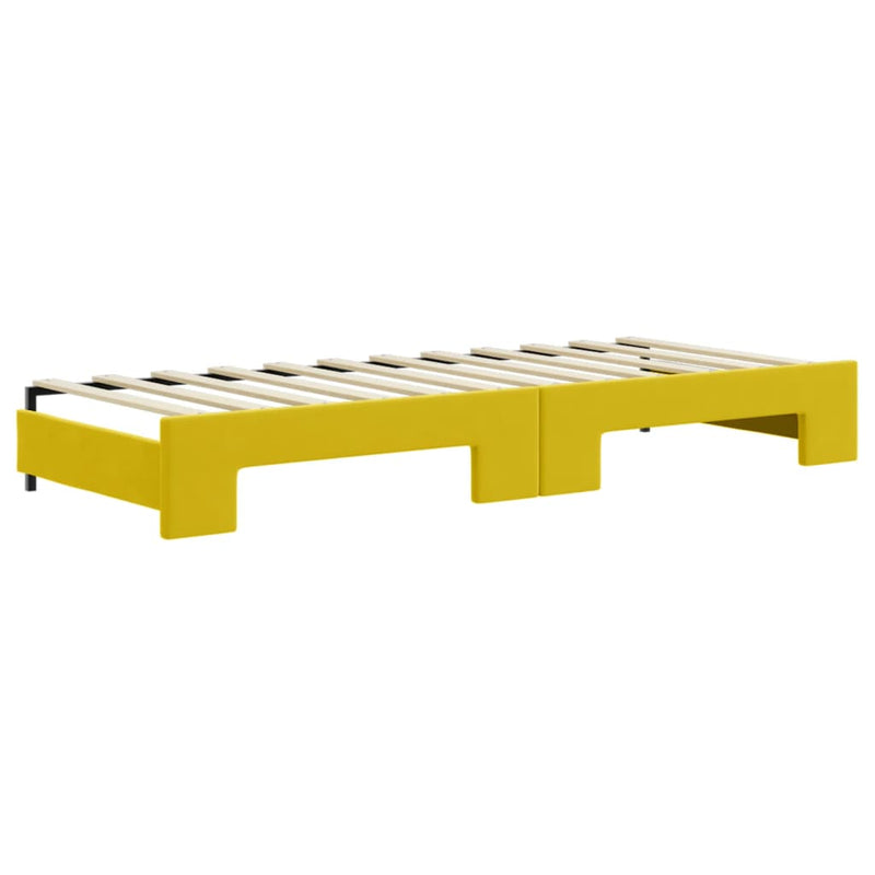 vidaXL sárga kihúzható bársony heverő fiókkal 80 x 200 cm