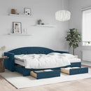 vidaXL kék kihúzható bársony heverő fiókokkal 80 x 200 cm