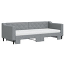 vidaXL világosszürke kihúzható szövet heverő matracokkal 80 x 200 cm