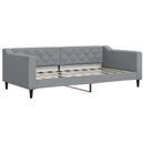 vidaXL világosszürke kihúzható szövet heverő matracokkal 80 x 200 cm