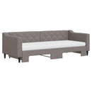 vidaXL tópszínű kihúzható szövet heverő matracokkal 80 x 200 cm
