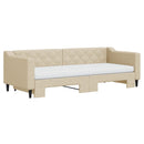 vidaXL krémszínű kihúzható szövet heverő matracokkal 80 x 200 cm