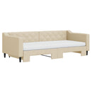 vidaXL krémszínű kihúzható szövet heverő matracokkal 90 x 200 cm