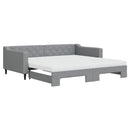 vidaXL világosszürke kihúzható szövet heverő matracokkal 100 x 200 cm