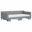 vidaXL világosszürke kihúzható szövet heverő matracokkal 100 x 200 cm