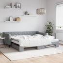 vidaXL világosszürke kihúzható szövet heverő matracokkal 100 x 200 cm