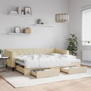 vidaXL krémszínű kihúzható szövet heverő fiókokkal 80 x 200 cm