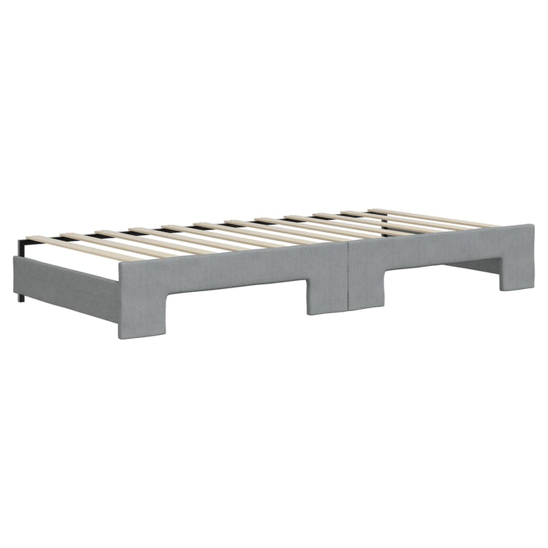 vidaXL világosszürke kihúzható szövet heverő fiókokkal 90 x 200 cm