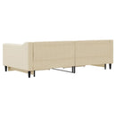 vidaXL krémszínű kihúzható szövet heverő fiókkal 100x200 cm
