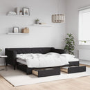vidaXL fekete kihúzható szövet heverő fiókkal 90 x 190 cm