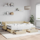 vidaXL krémszínű kihúzható szövet heverő fiókokkal 80 x 200 cm