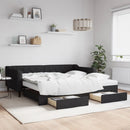 vidaXL fekete kihúzható szövet heverő fiókokkal 100 x 200 cm