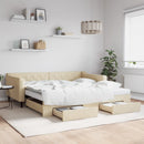 vidaXL krémszínű kihúzható szövet heverő fiókkal 100x200 cm