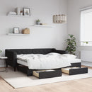 vidaXL fekete kihúzható szövet heverő fiókkal 90 x 190 cm