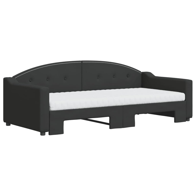 vidaXL fekete kihúzható szövet heverő matracokkal 90 x 190 cm