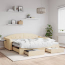 vidaXL krémszínű kihúzható szövetheverő fiókokkal 90 x 200 cm