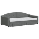 vidaXL sötétszürke kihúzható szövet heverő fiókokkal 90 x 200 cm