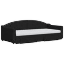 vidaXL fekete kihúzható szövet heverő fiókokkal 90 x 200 cm