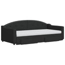 vidaXL fekete kihúzható szövet heverő fiókkal 90 x 190 cm